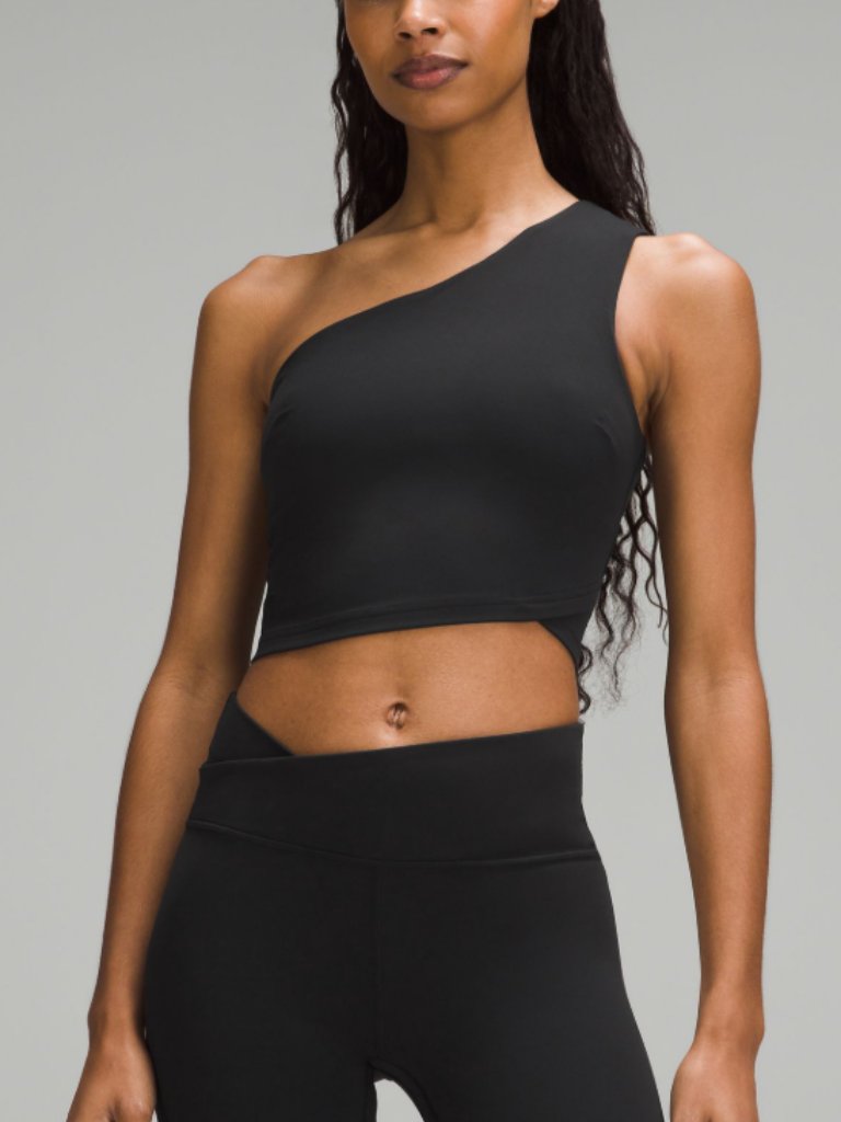 Lululemon Align Asymmetrical Tank Top Black One Shoulder Nulu Cropped Size 12